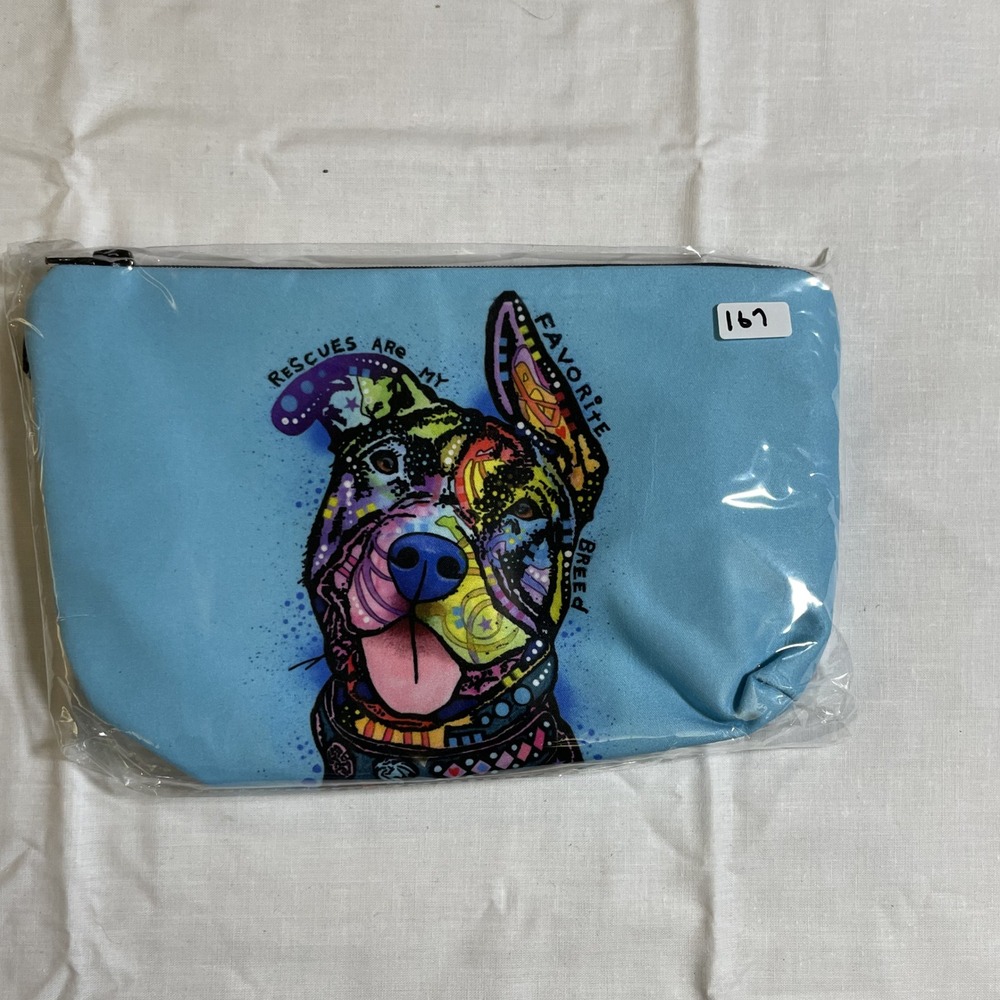 The Pouch Rescues Are My Favorite‎ Breed NWT Dog Art Makeup Bag Cosmetic Pouch